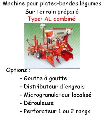 Machine pour plates-bandes légumes  sur terrain préparé