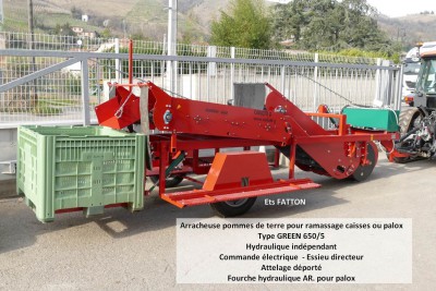 Arracheuse pommes de terre pour ramassage caisses ou palox