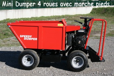Mini DUMPER 4 roues avec marche pieds