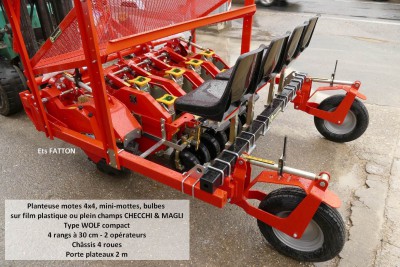 Planteuse mottes 4x4, mini-mottes, bulbes