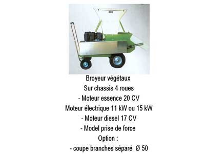 Broyeur végétaux sur chassis 4 roues