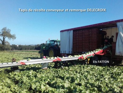 Tapis de récolte convoyeur et remorque