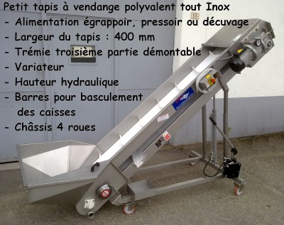 Petit tapis à vendange polyvalent INOX