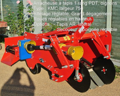 Arracheuse à tapis un rang pommes de terre, oignons
