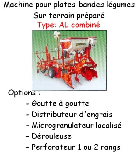 Machine pour plates-bandes légumes  sur terrain préparé