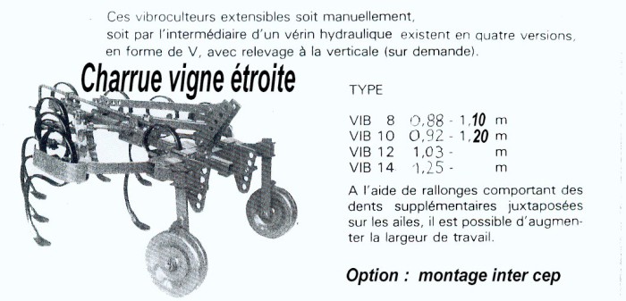 Charrue vigne étroite