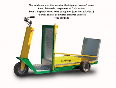 Chariot de manutention scooter électrique agricole à 3 roues